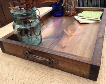 Wooden Tray, Rustic Wooden Tray, Wooden Ottoman Tray, Ottoman Tray