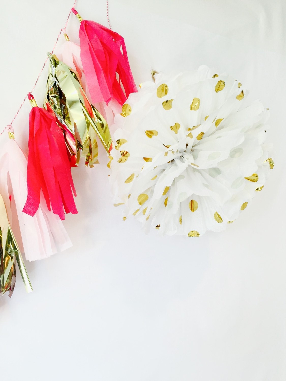 Tissue paper Pom poms Gold Polka Dot Pom poms Birthday