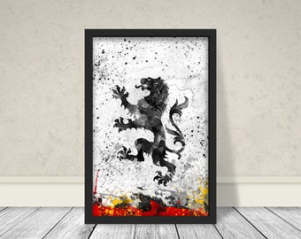 House Lannister Inspired Art, Watercolor Lannister, Game of thrones Art, Game of thrones Watercolor