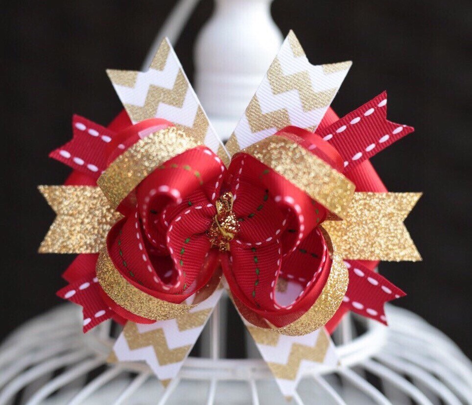 gold and red christmas hair bow christmas by gold and red christmas hair bow christmas by