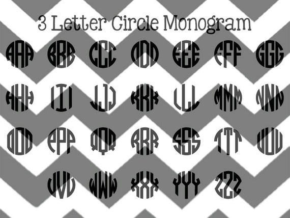 Download 3 Letter Circle Monogram SVG Circle Monogram EPS Circle