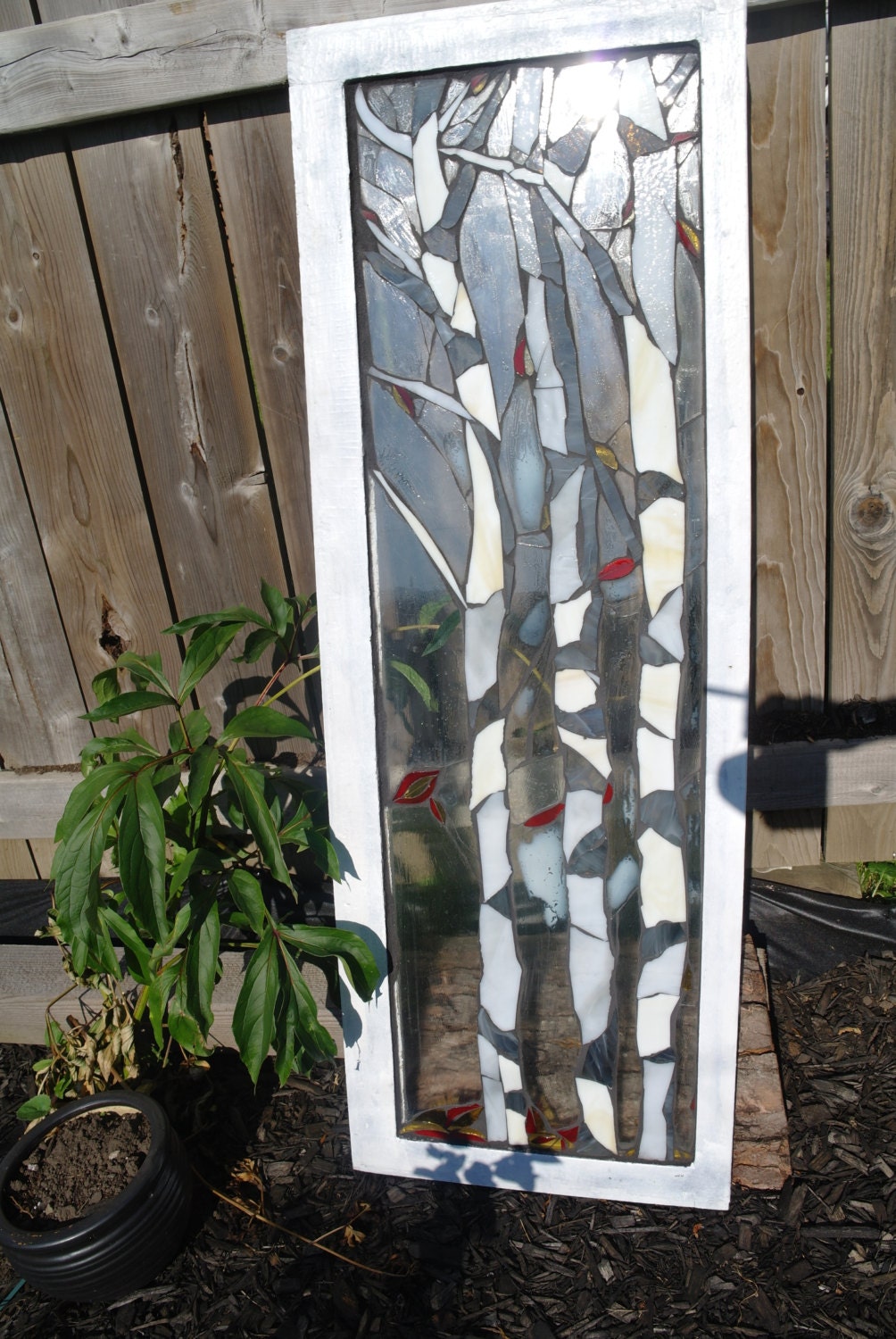 Stained glass birch tree mosaic SOLD