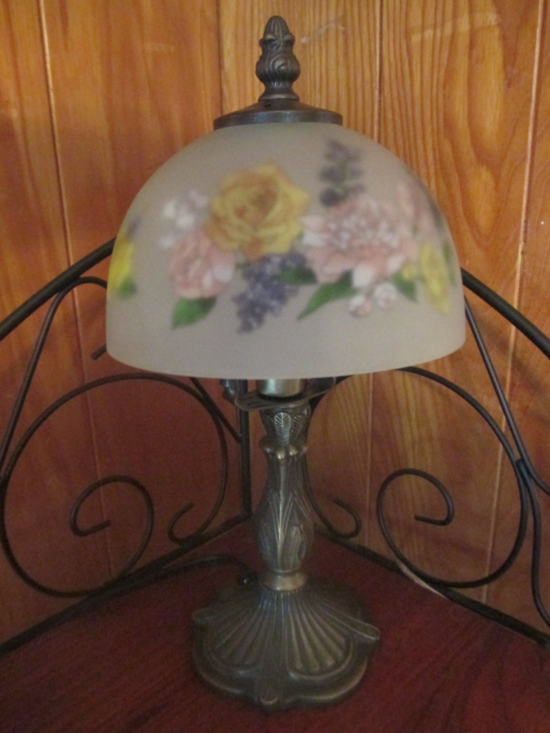 frosted glass desk lamp bed side lamp rose by StrawberrySalvage