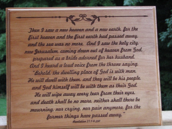 Laser Engraved Wood Plaque with Scripture Bible Verse Art