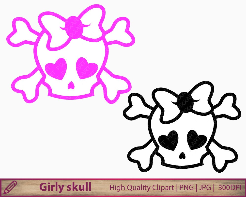 Download Girly skull clipart pink emo skull clip art skull bow