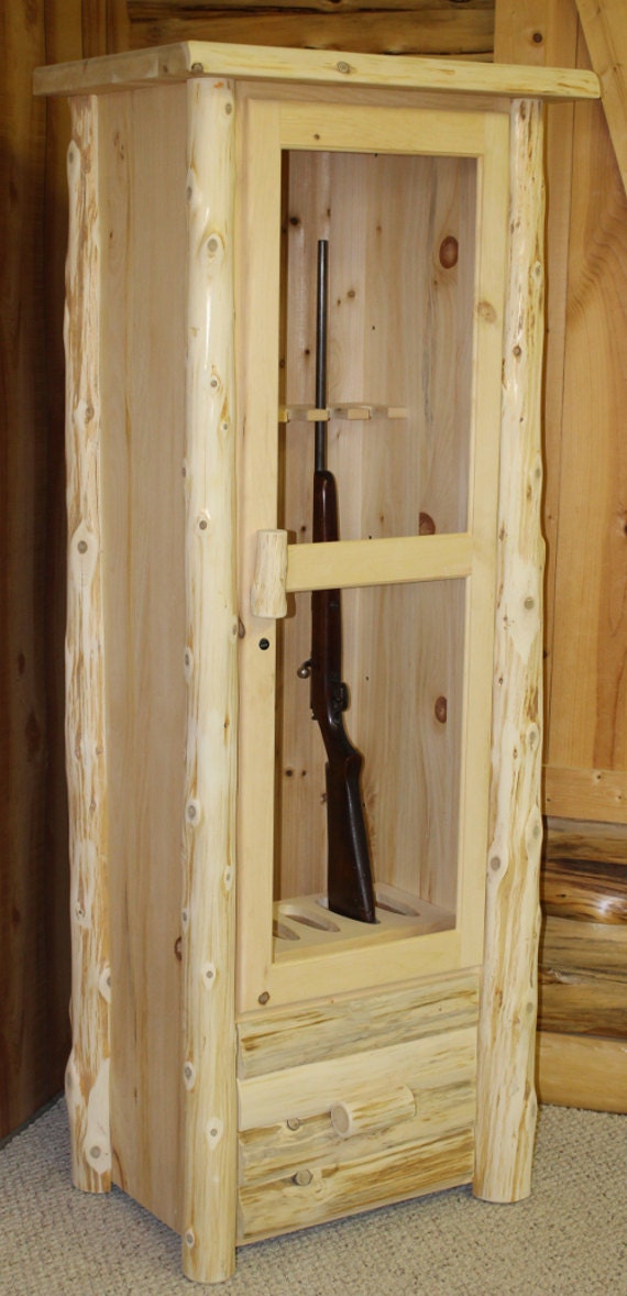 Rustic Log Gun Cabinet Solid Pine &amp; Cedar by 