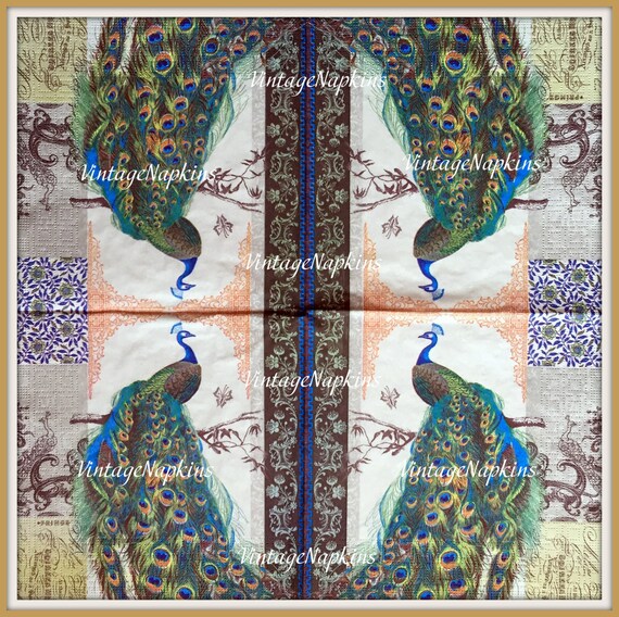 PAPER napkins for DECOUPAGE Vintage PEACOCK 1 by VintageNapkins