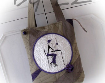 Patchwork bag Handmade bag Quilted bag Textile bag Bag with embroidery Handmade embrodiery Hobo bag