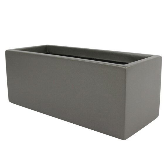 Belmont Rectangle Modern Planter Box Grey. Made from hand