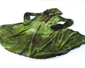 Hooded Elf Dress, Hooded Velour Dress, Girls Elven Dress, Girls Fairy Dress, Girls LOTR Dress, Made to Order