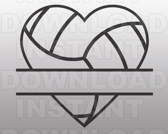 Volleyball Heart Split Monogram SVG File Cutting Template-Clip Art for Commercial & Personal Use-Vector Art file Cricut,Cameo,Sizzix,Vinyl
