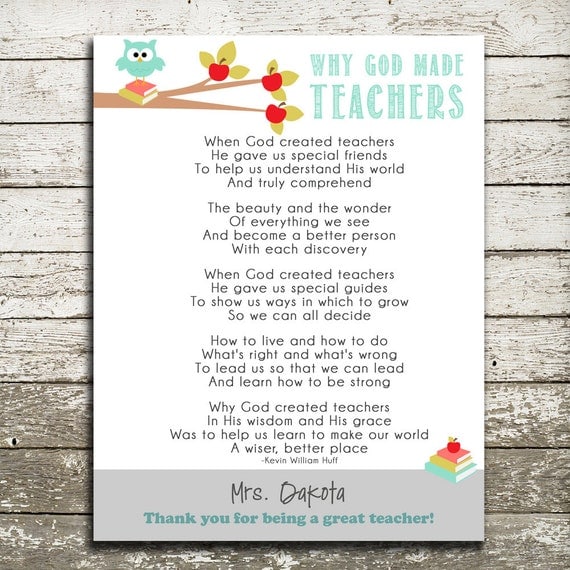 Gift for Teacher Custom Print for the Wall by thePurplePear