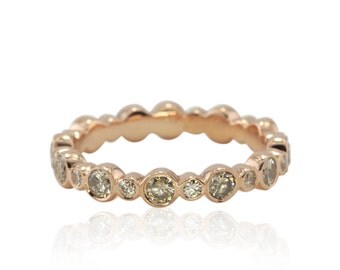 Eternity Band, Bezel Set Champagne Diamond Eternity Band in 14k Rose Gold - LS2169
