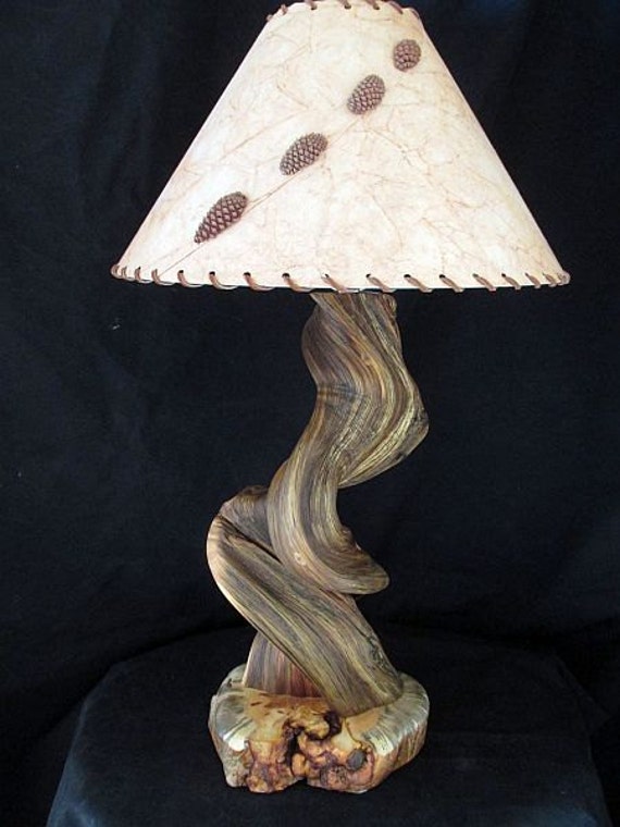 Juniper Wood Rustic Table Lamp Lighting by rockymountaintwist