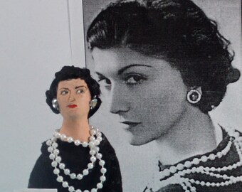 Fashion Designer Coco Chanel Historical Doll Miniature Art