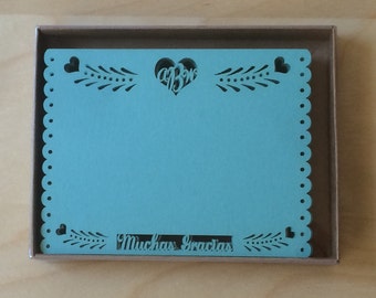Thank you flat cards - Papel Picado Inspired Wedding 5x7 card Rehearsal Engagement Bridal Shower