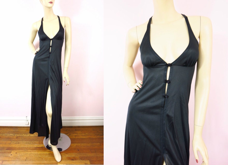 1970s John Kloss Black Gown/Nightgown S