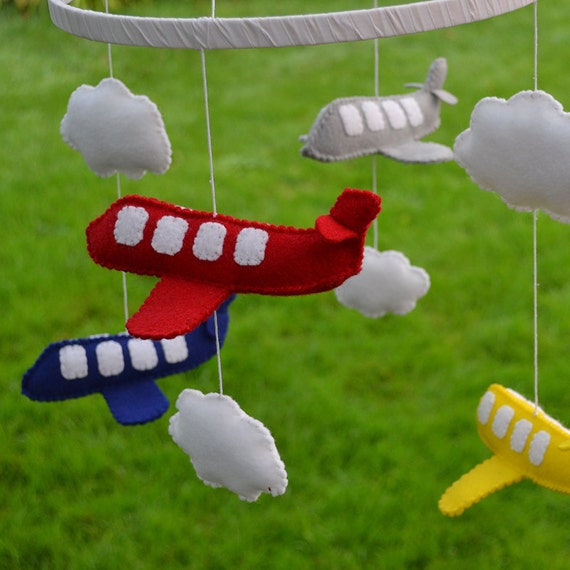Custom Felt Airplane Crib Mobile for Baby's Room by NestlingKids