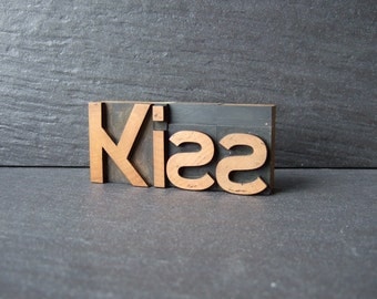 A Simple KISS - Vintage Letterpress Word