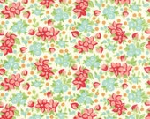 Hello Darling Wildflowers Natural Fabric with Red and Aqua on Cream by Bonnie & Camille for Moda Fabrics