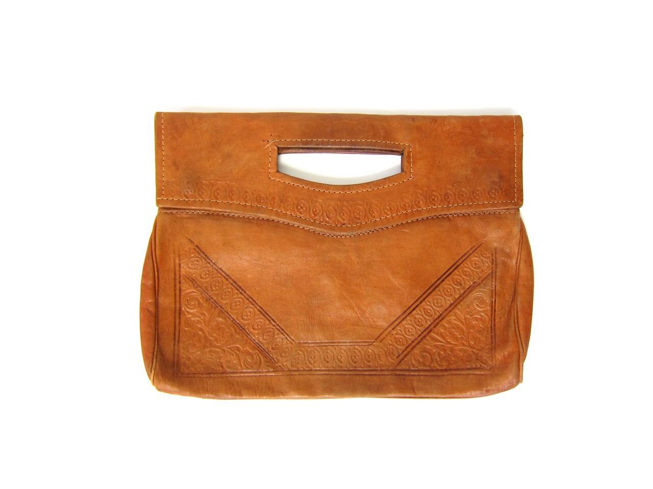 Brown Leather Clutch Handbag