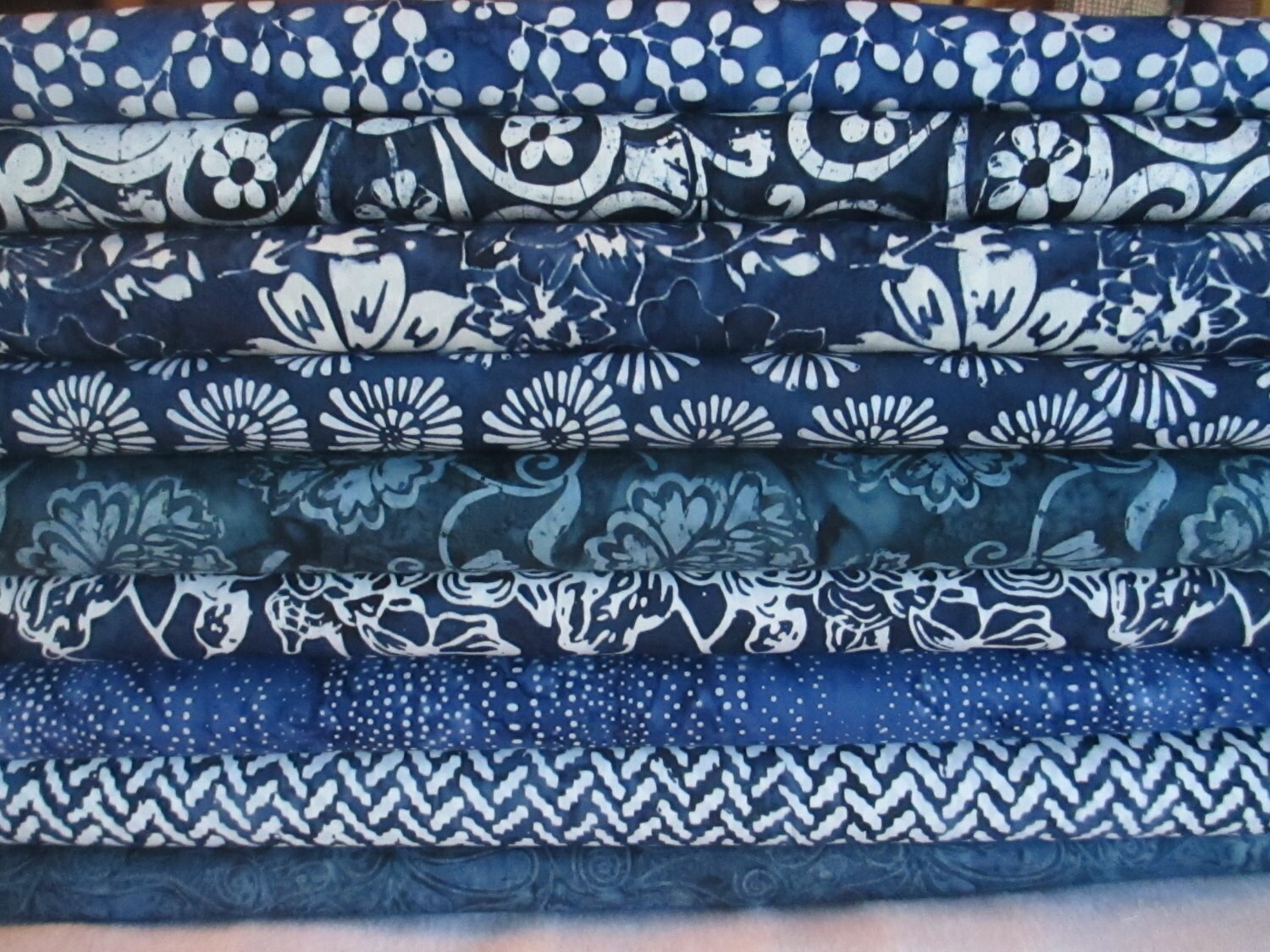 Navy Indigo Blue Batik Half Yard Fabric by QuiltsFabricandmore