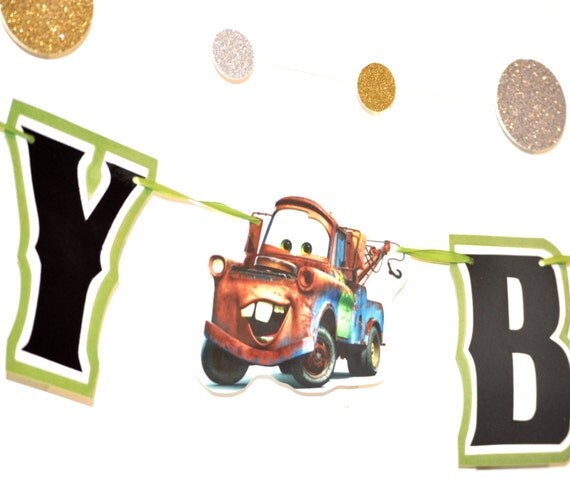 Mater HAPPY BIRTHDAY banner - Cars Tow Truck Il_570xn