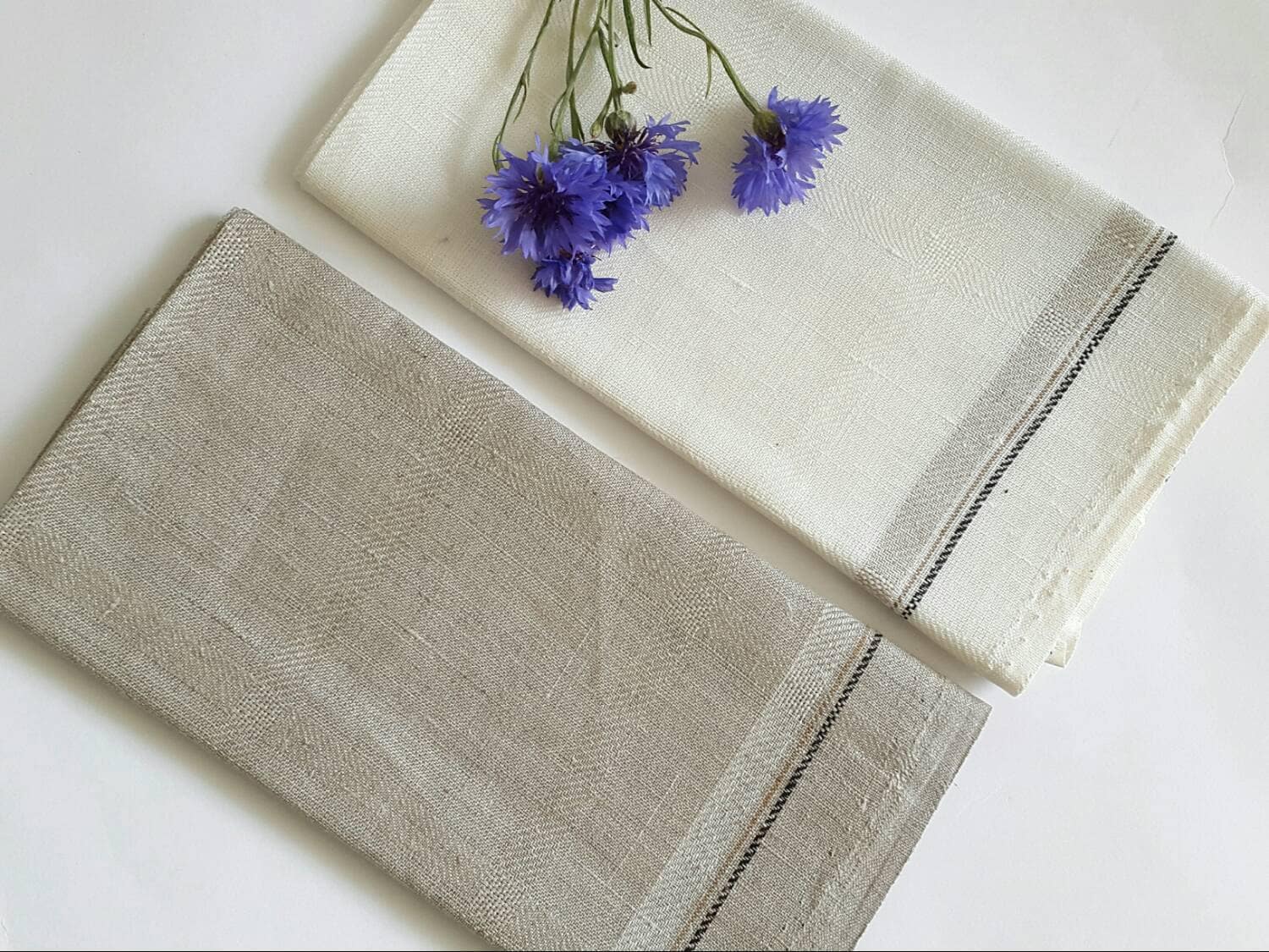 2 Pure Linen Tea Towels. Set of 2 Organic Linen Dish Towels