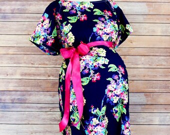 Alli Maternity Hospital Delivery Gown -Super Soft Fabric -Perfect Snaps for Breastfeeding, Skin to Skin, and Epidural