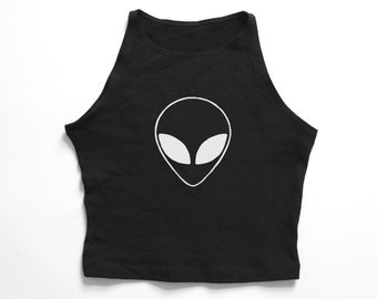 LITTLE ALIEN | Black high neck crop top