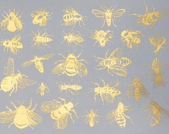 Vintage Bees Ceramic Decals, Glass Fusing Decals, Waterslide Decals, Ceramic Transfers