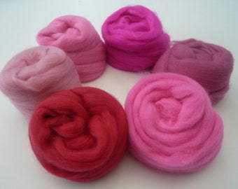 Heidifeathers Merino Wool Tops 'Plush Pinks'