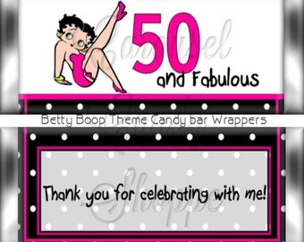 Betty Boop Inspired 50th Birthday Party Favors Hershey's Candy Bar Wrappers Pink