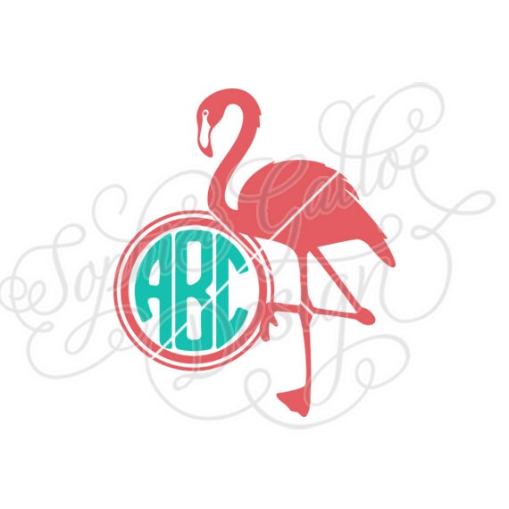 Flamingo Monogram Frame SVG DXF PNG digital download file