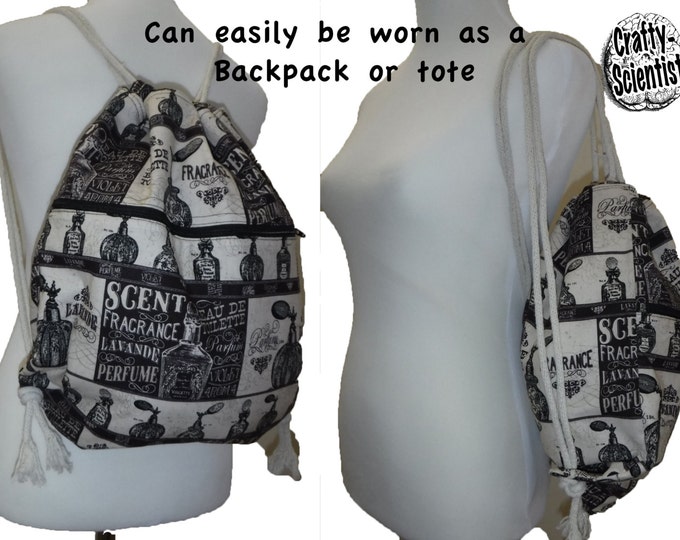 Microscopic World Grey cotton linen canvas Backpack/tote Custom Print Made to order