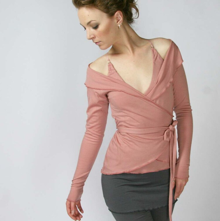 wool wrap shrug with off the shoulder by sandmaidensleepwear