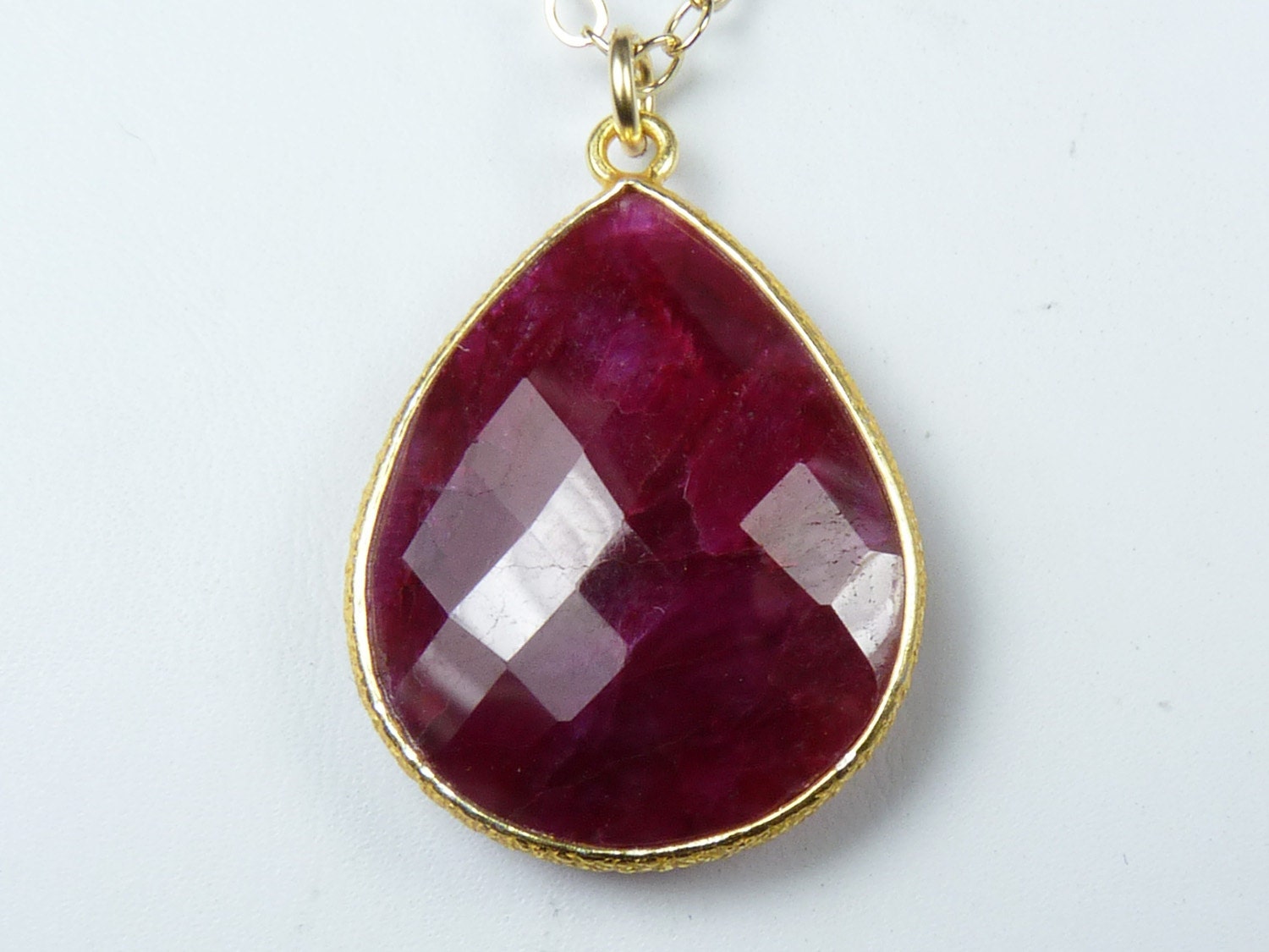 Large Genuine Ruby Necklace Large Genuine Ruby Teardrop