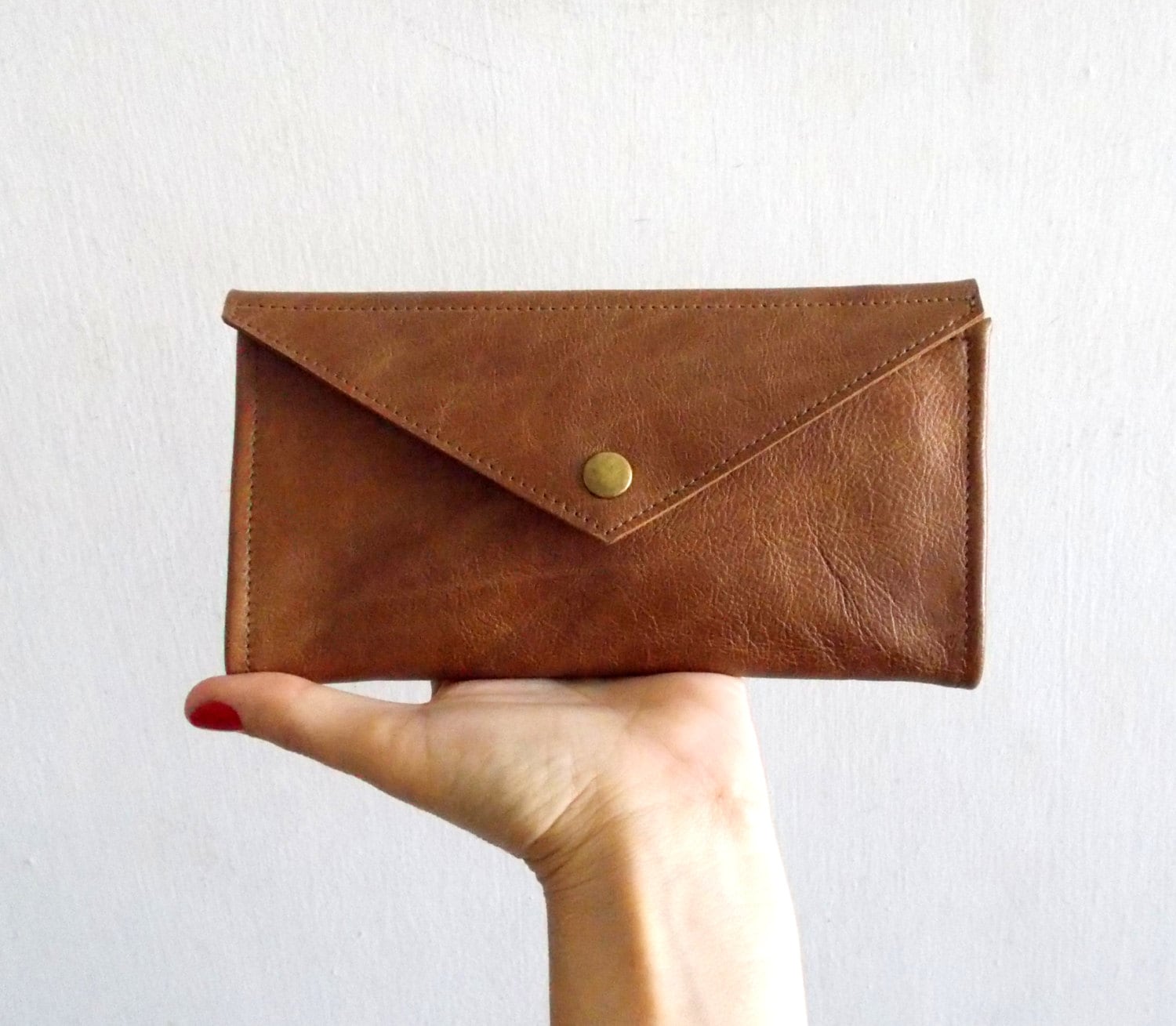Envelope wallet leather women wallet Brown