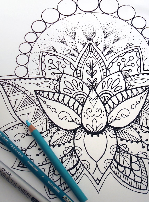 Lotus Flower Coloring Page - Instant Download Print Your Own Coloring
