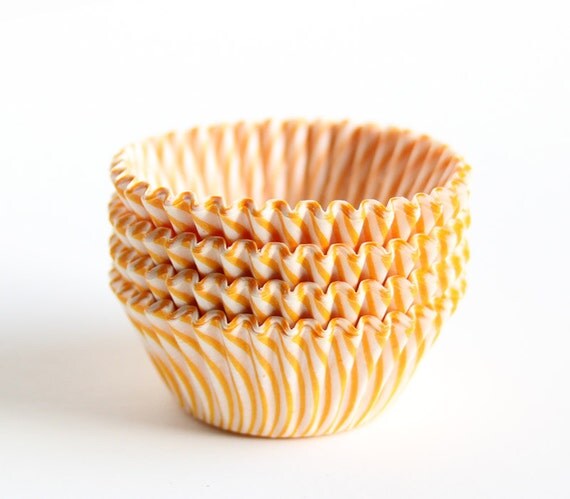 100 Mini Yellow Stripe Cupcake Liners, Striped Yellow Mini Baking Cups Il_570xn
