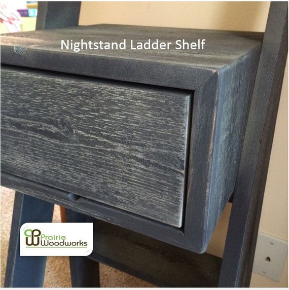 Rustic Ladder Shelf with built in by Prairiewoodworking on Etsy