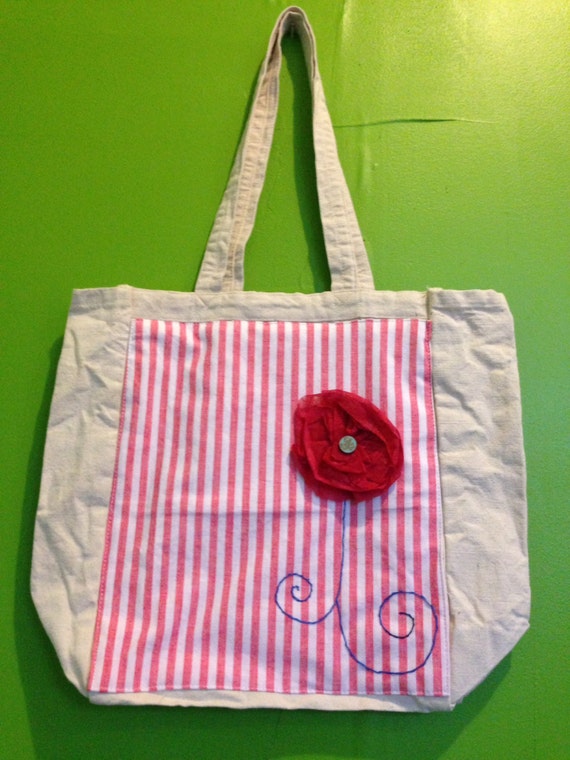 CLEARANCE Hand Embroidered Canvas Tote Bag by SeaminglySarah