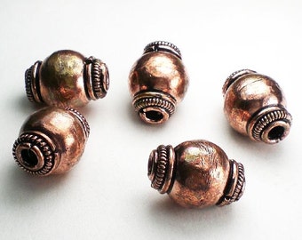 Large Solid Copper Beads Large Hole Beads 17.5mm 5 pcs. GC-325