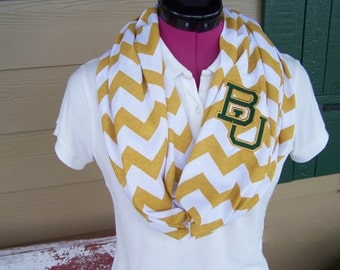 Baylor University Gold and White Chevron Infinity Scarf