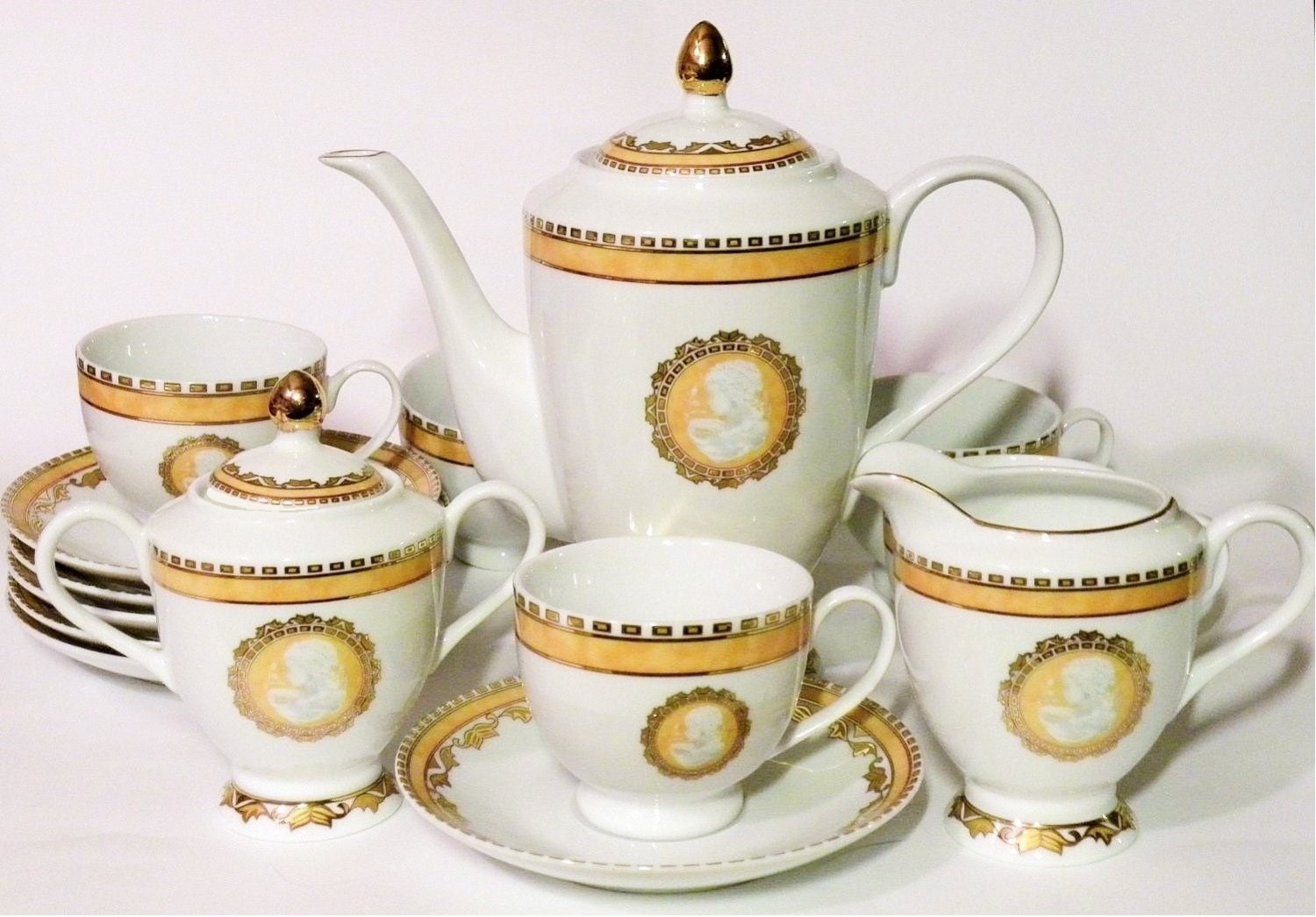 Vintage German Tea set Coffee Set Gold Gild T. Bavaria 15