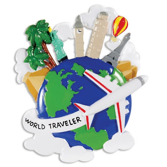 world travel tourist globe personalized christmas ornament world travel tourist globe personalized christmas ornament