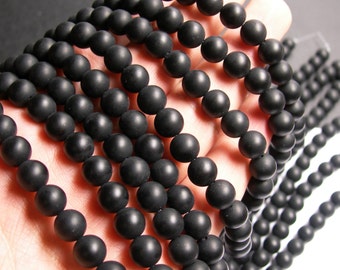 Black Onyx - matte - 8 mm round beads -1 full strand - 48 beads - AA quality - RFG394