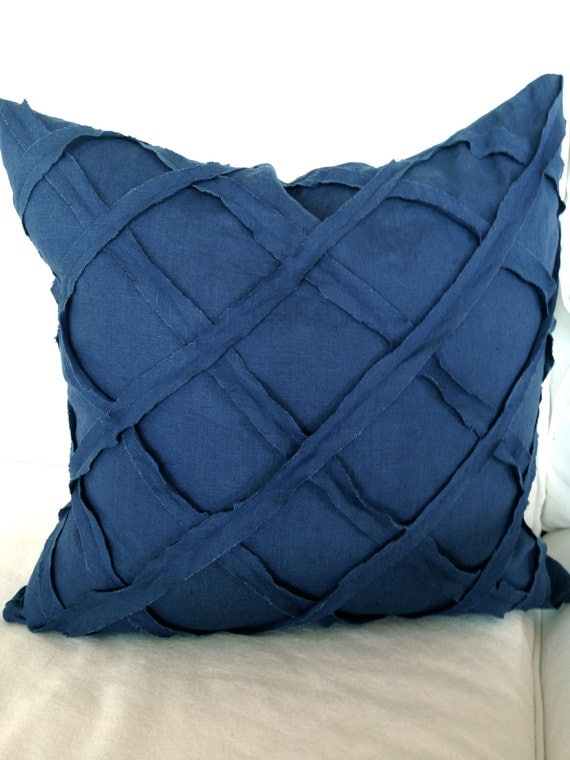 Items similar to Linen Throw Pillow Indigo Throw Pillow blue pillow linen shabby chic pillow on Etsy