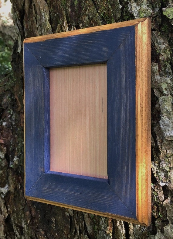 8x10 Picture Frame Navy Blue Rustic Weathered Style With