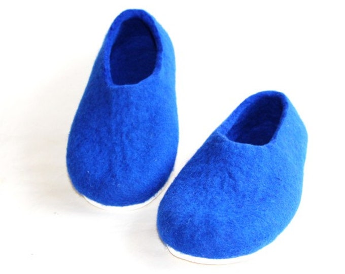 Felted Wool Slippers Something Blue Wedding Gifts, Rubber Soles Navy Blue And Gray; Mix and Match 7 Color Soles For Indoor Outdoor